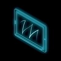Glowing tablet showing web icon on black background vector