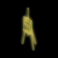 Painting on easel with glowing neon light effect in isometric view vector