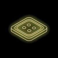Glowing neon button icon on dark background symbolizing clothing and fashion vector