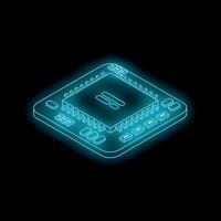 Glowing microchip cpu representing computing power and technology vector