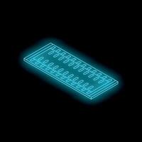 Neon blue ram memory module glowing on black background vector