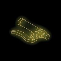 Grease gun with yellow neon light effect on black background vector