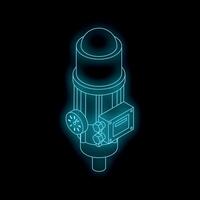 Electric motor glowing with futuristic neon light on black background vector