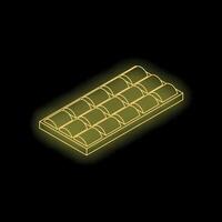 Glowing neon chocolate bar sign representing sweet indulgence and confectionery vector
