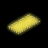 Glowing neon yellow computer ram memory modules on black background vector