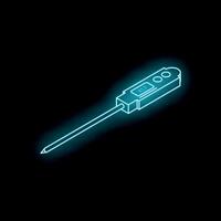 Digital thermometer showing temperature on dark background vector