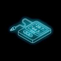Glucometer showing blood glucose level with neon light effect vector