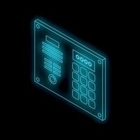 Futuristic intercom system glowing on black background vector