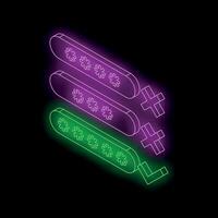 Neon password field showing increasing security levels with checkmark vector