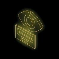 Eye watching web form, futuristic neon isometric view of online surveillance vector