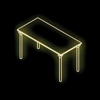 Glowing neon table on black background illuminating empty space vector
