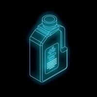 Glowing blue detergent bottle on black background, representing purity and cleanliness vector