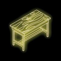 Glowing neon table isolated on black background vector