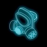 Glowing neon gas mask on dark background vector