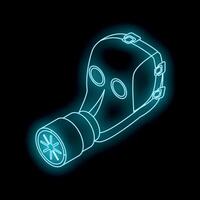 Glowing neon gas mask on dark background symbolizing danger vector