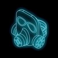 Glowing neon gas mask on dark background vector