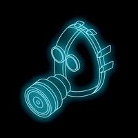 Glowing gas mask on dark background symbolizing protection vector