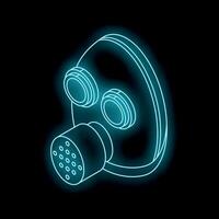 Glowing neon gas mask on dark background symbolizing protection vector