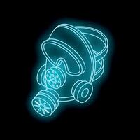 Glowing neon gas mask on dark background, protecting from toxic fumes vector