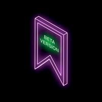 Glowing neon beta version sign on black background vector