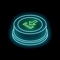 Neon download button shining in the dark vector