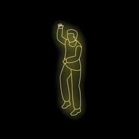 Man dancing with neon light effect on black background vector