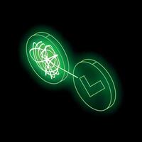 Problem solving, finding solution, untangling complex situation, green neon light vector