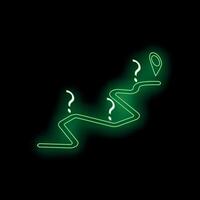 Winding green neon road leading to a destination with question marks along the way vector