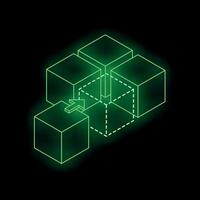 Blockchain technology connecting cubes with arrows symbolizing data transfer vector