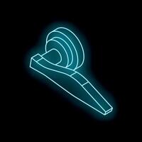 Glowing neon door handle on black background representing security and access vector
