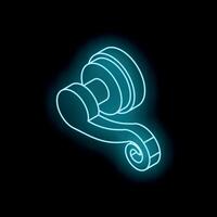 Glowing door handle with elegant curves on black background vector