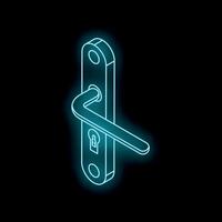 Glowing door handle with keyhole on black background vector