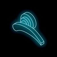 Glowing door handle on black background, neon sign, security, and interior design vector