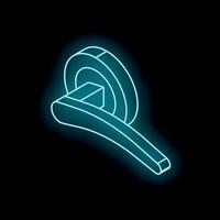 Glowing door handle on black background, isometric neon sign representing security and access vector