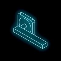 Glowing neon door handle on black background vector