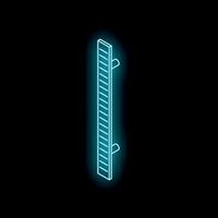 Glowing neon heated towel rail on black background vector