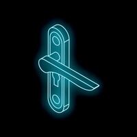 Glowing door handle with keyhole in isometric view vector