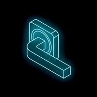 Glowing door handle isometric projection on black background vector