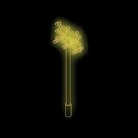 Glowing yellow power line standing tall against black background vector