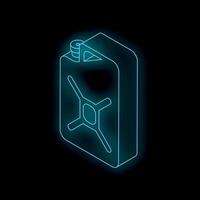 Neon blue jerrycan glowing on dark background vector