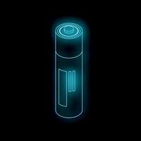 Glowing neon battery representing portable power and energy storage vector