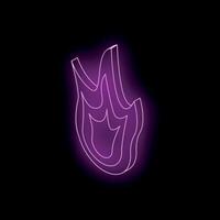 Purple neon flame burning with passion on dark background vector