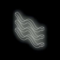 Three glowing white wavy lines creating an abstract pattern on black background vector
