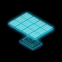 Glowing solar panel generating renewable energy on dark background vector