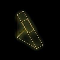 Neon yellow impossible triangle optical illusion on black background vector