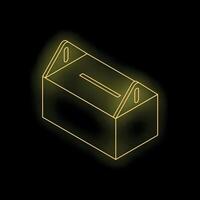 Glowing neon yellow toolbox on a black background vector