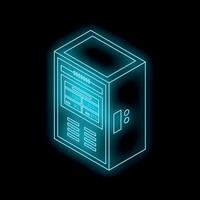 Futuristic server rack glowing in digital cloud computing environment vector