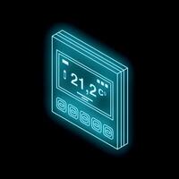 Digital thermostat showing temperature in celsius on black background vector