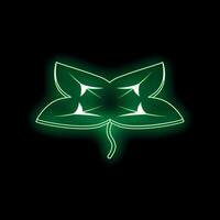 Glowing neon green four leaf clover on black background vector
