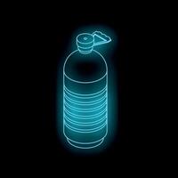 Glowing neon style big plastic bottle with handle cap on black background vector